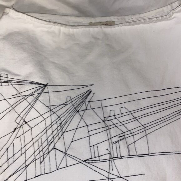 Free People White Skirt Boho Trendy Hipster Geometric Lines Festival Skirt S11 - Picture 3 of 10